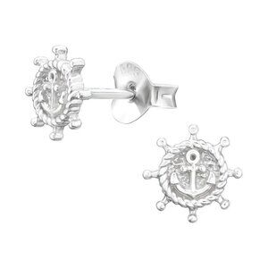 Sterling Silver Anchor Stud Earrings 7mm | Nautical